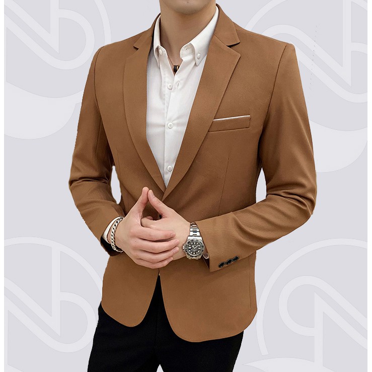 BLAZER KEREN COWOK MODRIC CHOCO - JAS PRIA SLIMFIT KOREA STYLE PESTA KERJA KANTOR EDISI TERBARU