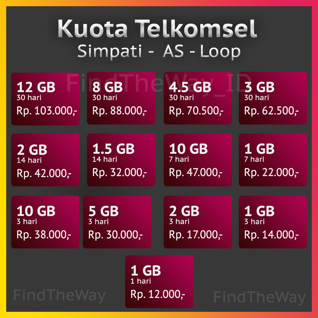 HOT ! Telkomsel 1GB 1.5GB 3GB 4.5GB 5GB 8GB 10GB 12GB (24jam, semua jaringan) | Shopee Indonesia