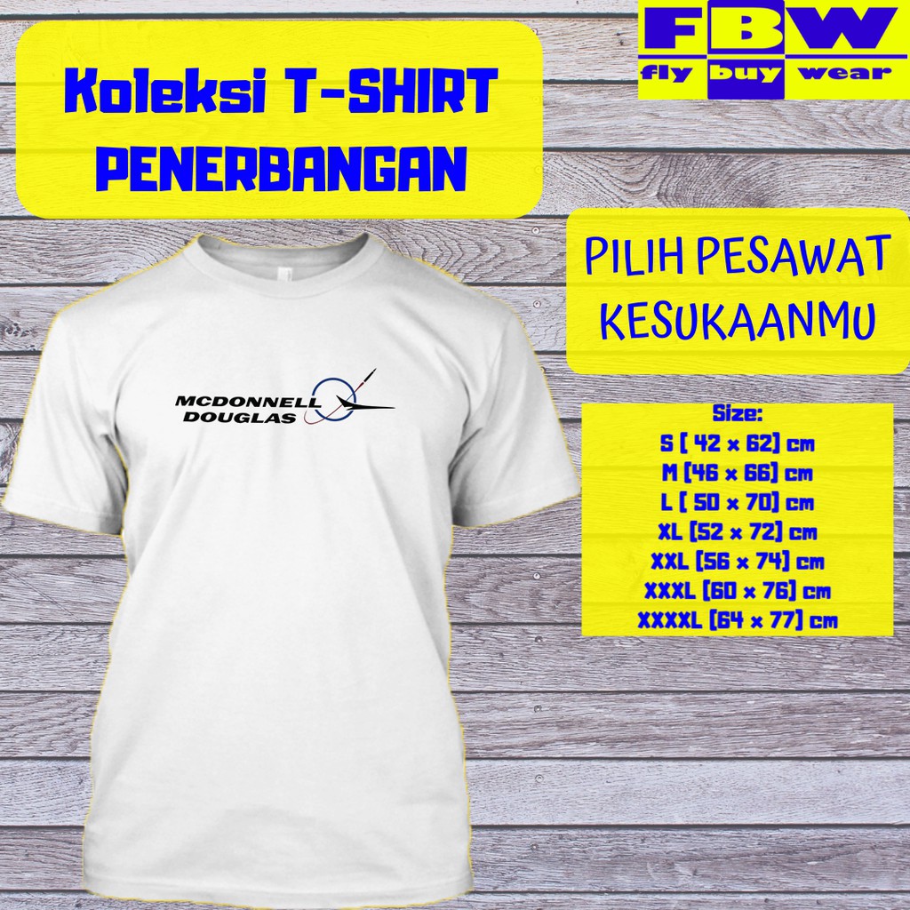 Baju Kaos T-Shirt Penerbangan Aviation Aviation Pesawat McDonnel Douglas MD