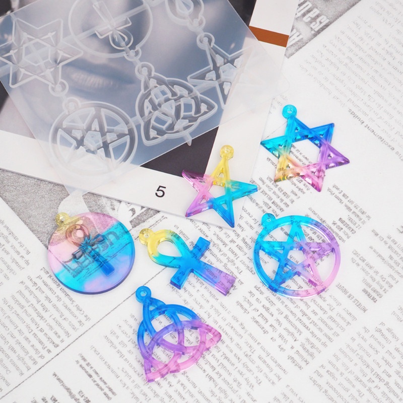 SIY  Magic Hexagram Spiritual Amulet Pendant Resin Casting Mold Celtics Pentagrams Pentacle Star Mold Jewelry Making Tools