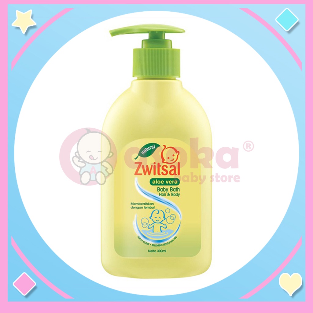 Zwitsal Baby Bath Natural Hair &amp; Body Aloe Vera 300ml PUMP ASOKA