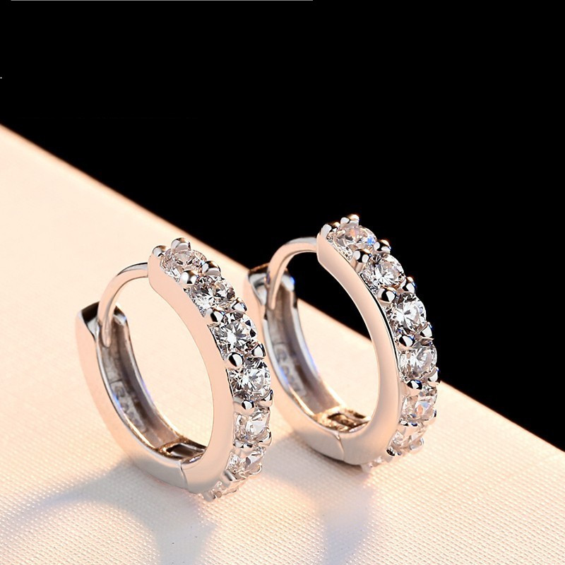 We Flower Anting Hoop Sterling Silver 925 Desain Bunga Hias Berlian Imitasi Untuk Wanita