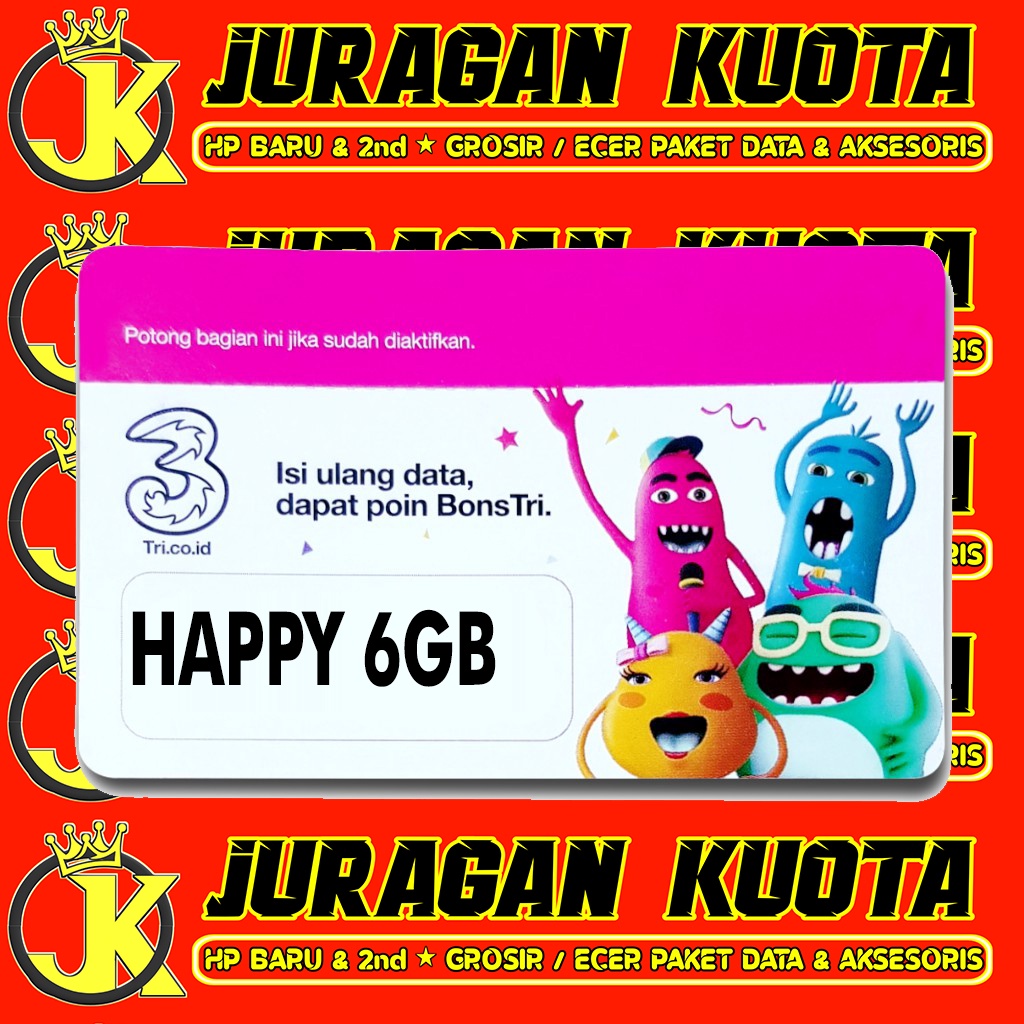VOUCHER PAKET DATA 3 (THREE) HAPPY 6GB - VOUCHER THREE HAPPY