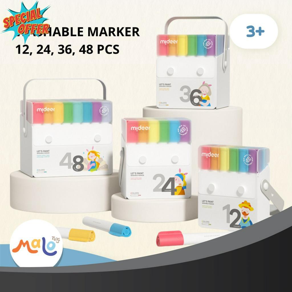 

MURMER MALOTOYS Mideer Washable Marker Spidol 12 24 36 48 Warna 12 24 36 48 pcs Color Colors Nontoxic Colour Mewarnai Menggambar Mainan Prakarya Malo Toys