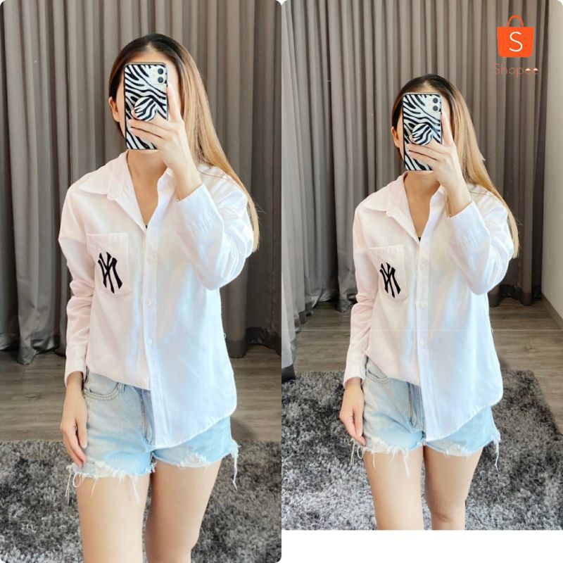 Kemeja Lengan Panjang Wanita BORDIR NY 2WARNA / DM | Kemeja Kerja Wanita | Baju Atasan Wanita | Keme