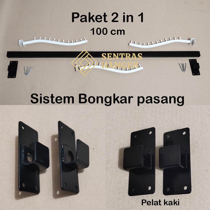 Gantungan Baju Tembok, Paket 2 in 1