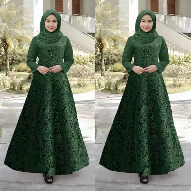 Baju Wanita/Cewek Gamis Maxi Brukat Timbul Premium Guchi