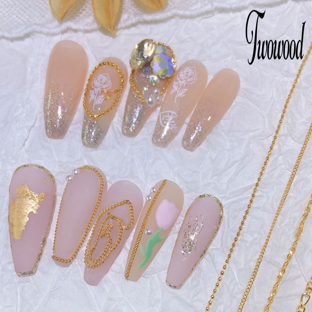 Rantai Kuku 3D Serbaguna Bahan Metal Untuk Manicure Charms