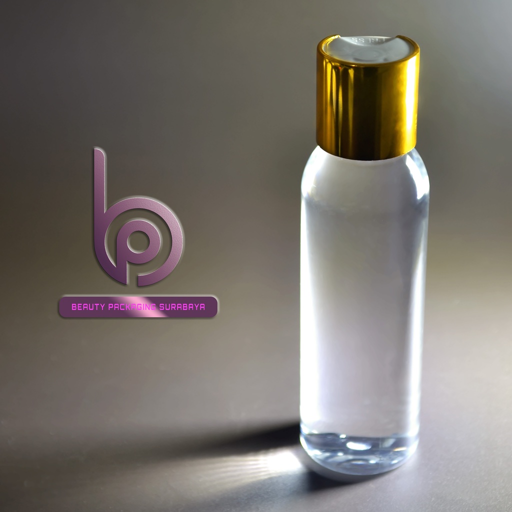 Botol Plastik PET 100ml BR Bening Tutup Presstop Luxury Neck