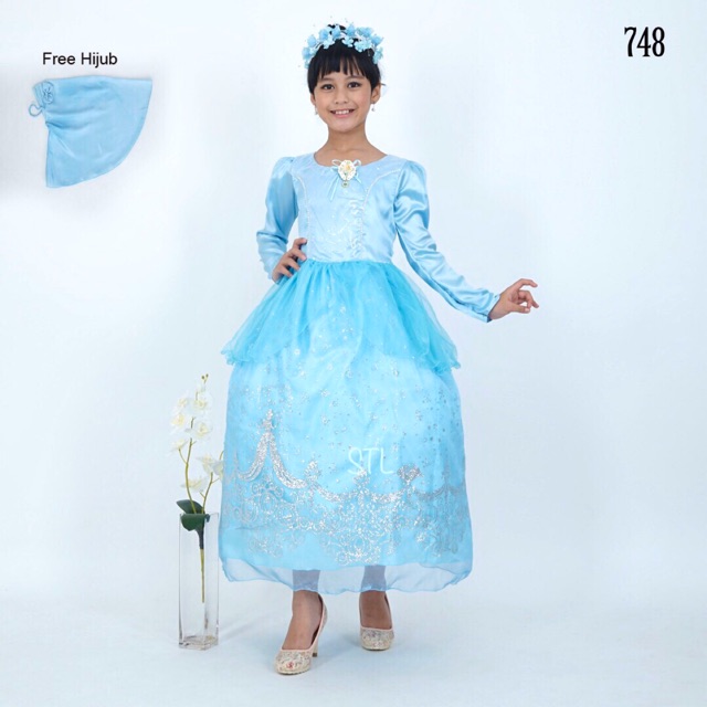 Revalia Dress Anak Karakter Cinderella Satin Organdi Premium 748M