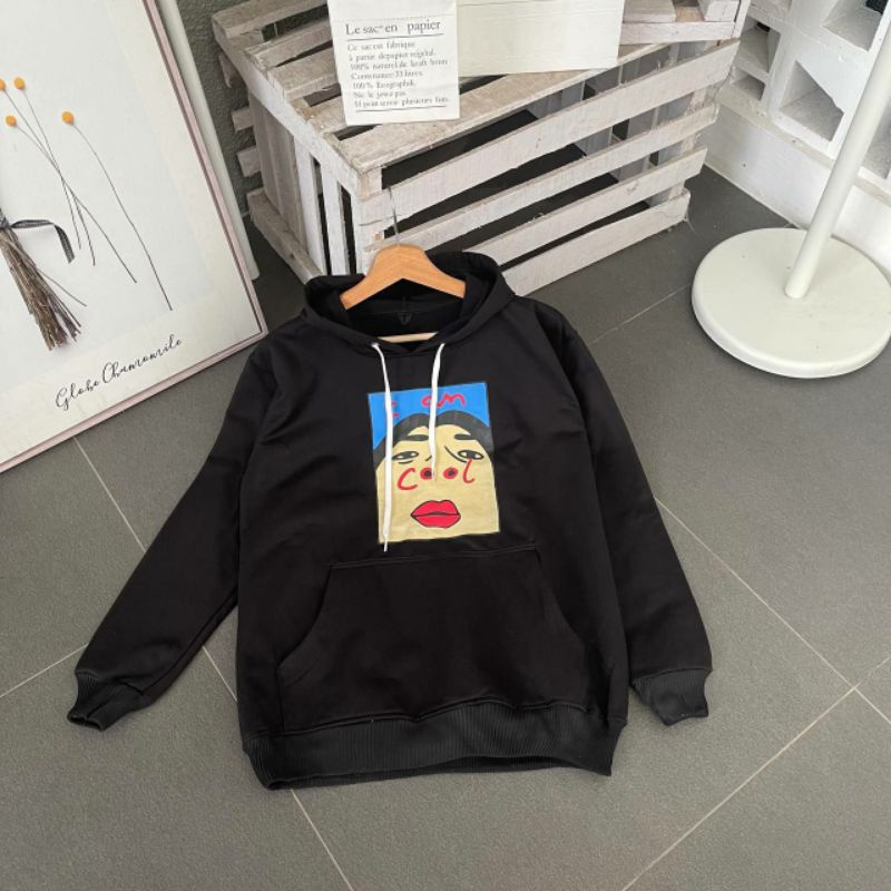 HOODIE COUPLE I AM COOL BAHAN TEBAL/GUDANG FASHION/FASHION WANITA DAN PRIA
