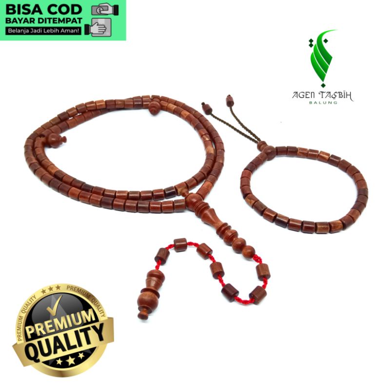 Gelang Dan Tasbih Kayu Nagasari Asli Size 6mm Motif Tabung, Tasbih 99 Butir, Kayu Langka Bertuah Nusantara