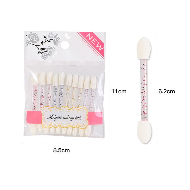 10 Pcs Brush Makeup Double Ended Tahan Lama Untuk Bibir Dan Mata