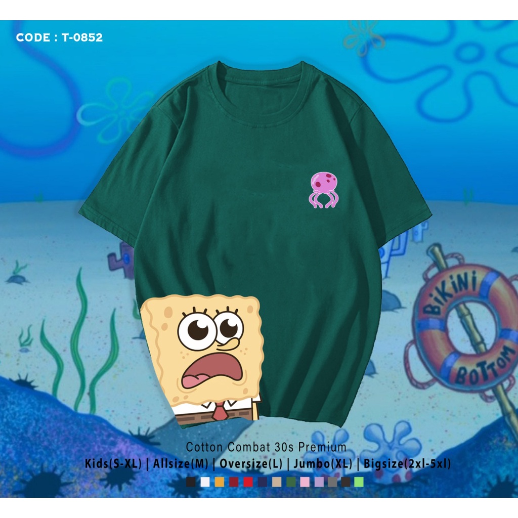 KAOS TERBARU / PRIA WANITA / KAOS POPULER / REAL PICTURE / SPONGEBOBS SYOK / BEST SELLER / CUSTOM TEE