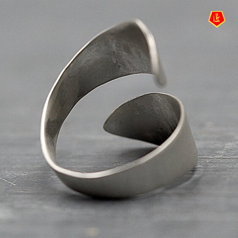 [Ready Stock]S925 Silver Hand-Brushed Mountain Tree Ring