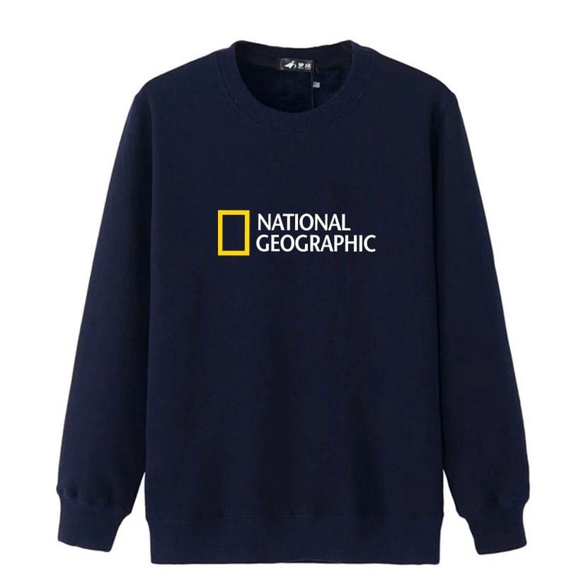 Baju Pria National GeoGraphic Lengan Panjang Atasan Fashion Kasual Pria