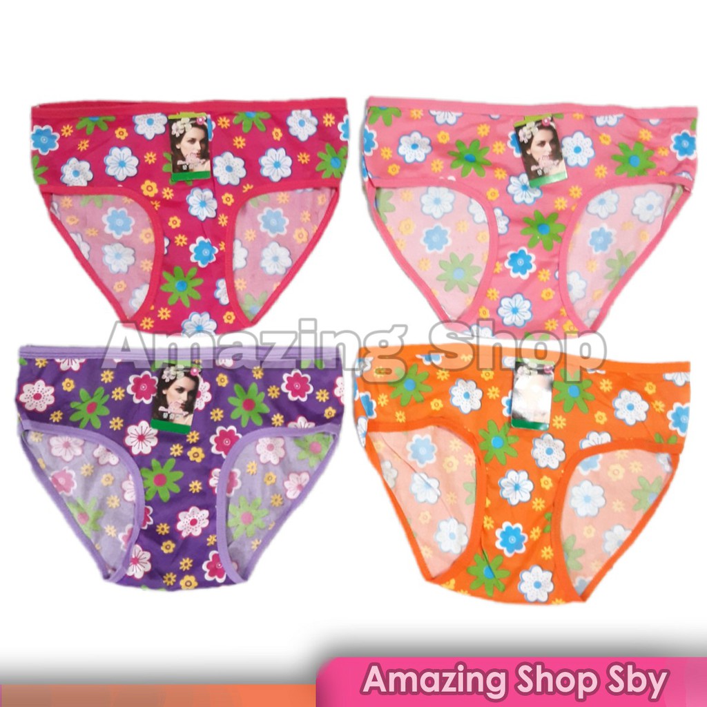 Grosir 1 Lusin (12 Pcs) CD Undies Celana Dalam Wanita Import Motif Cewek Murah