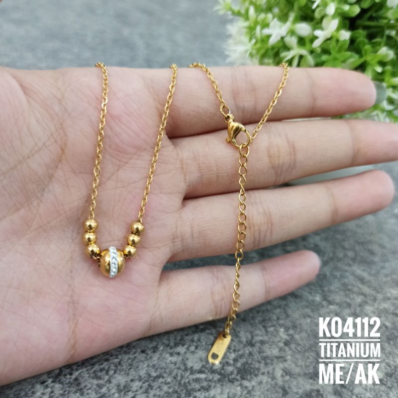 Kalung Titanium Bola Gold Zircon K04112