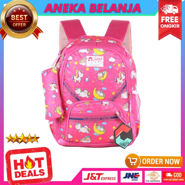 Tas Anak Sd Tas Ransel Perempuan Karakter Unicorn Strip Tas Pink Unicorn Anak Tas Sekolah