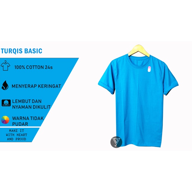 KAOS POLOS BIRU BABY TURQISH MUDA COTTON COMBED 24s BASIC PRIA WANITA