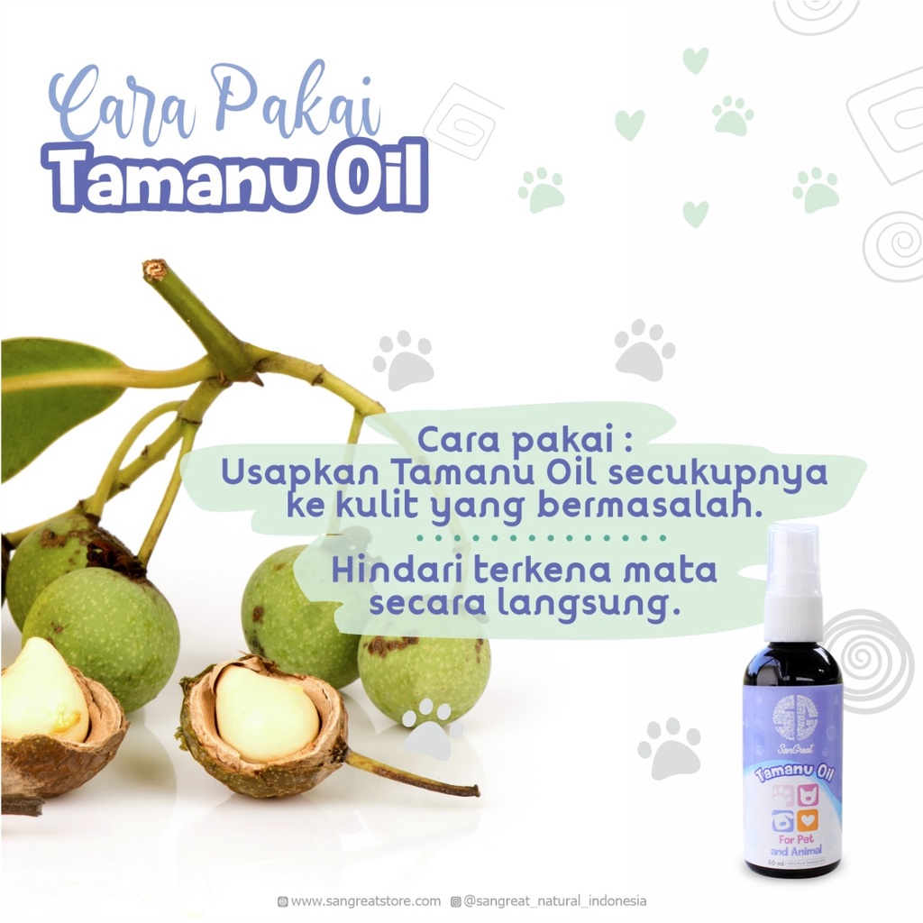 Perawatan luka, alergi jamur gatal-gatal scabies hewan kucing anjing kelinci Tamanu Oil SanGreat