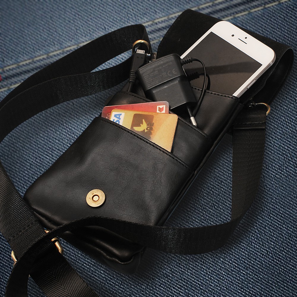 WAISTBAG KULIT TAS MULTIFUNGSI FOR 3 SMARTPHONE 3 FUNGSI PEMAKAIAN BERBEDA BAHAN SAPI ASLI  P021K