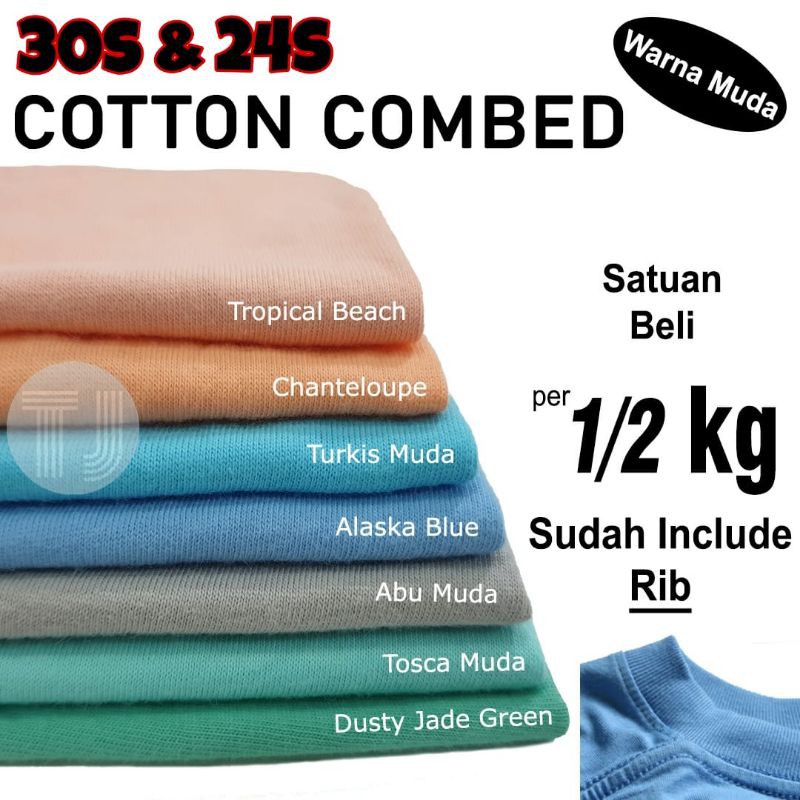 Bahan Kaos Cotton Combed 30s 24s Super Soft Varian Warna Muda Shopee Indonesia