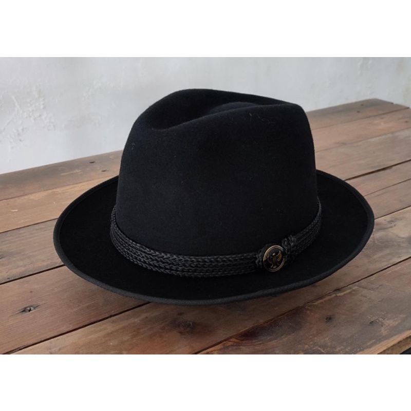 01The Rolling Hat Topi Laken Hitam Tali Clasik Original Laken Import