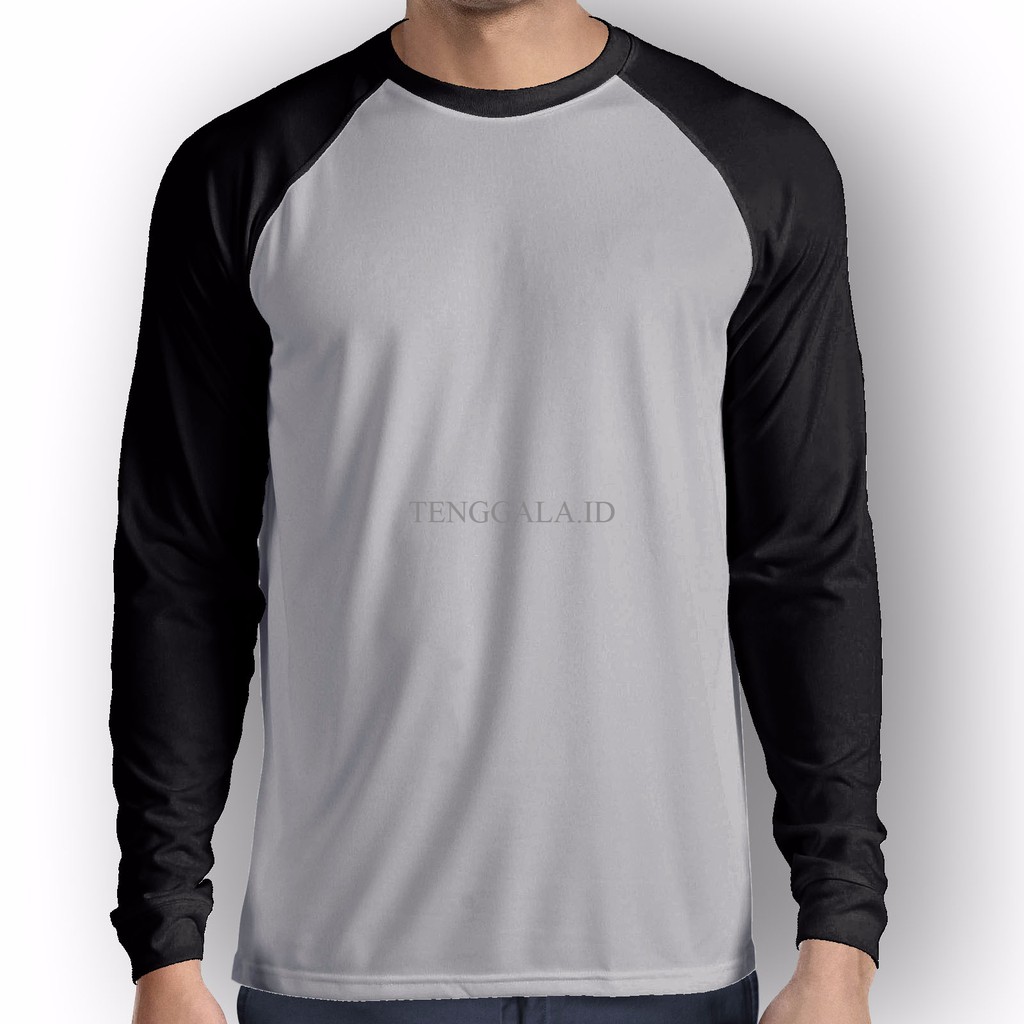 Jual EXCLUSIVE Kaos Raglan / Reglan Lengan Panjang Long Sleeve Abu