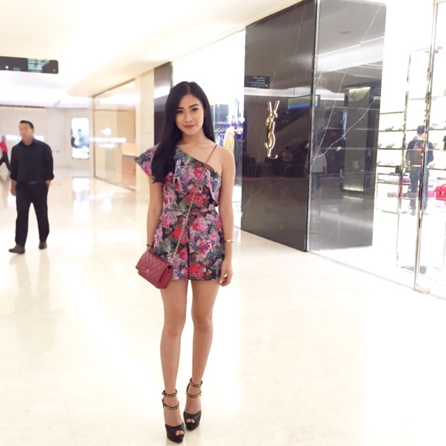 One Shoulder Floral Jumpsuit