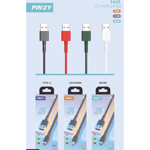 Kabel Data PINZY S20 Micro USB Support Fast Charging Panjang 1 Meter - Kabel charger fast charging S20