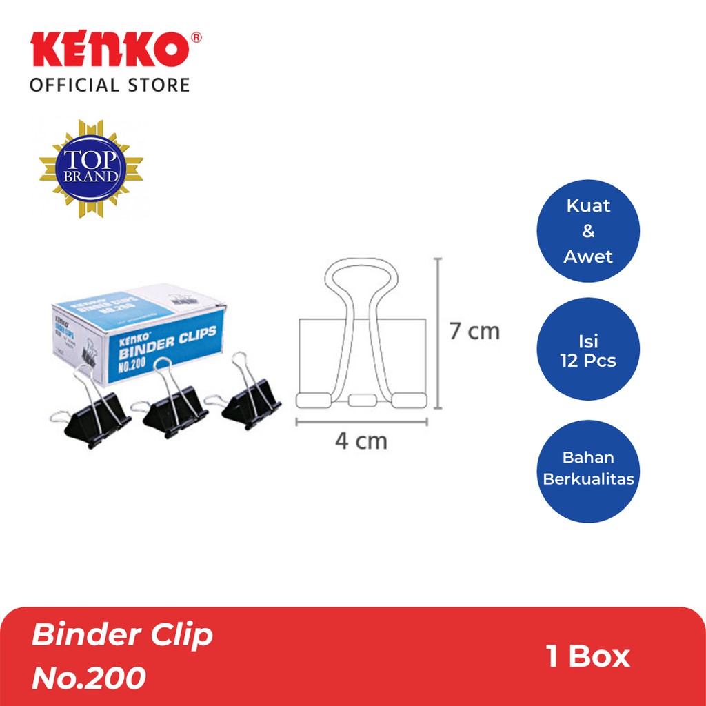 

KENKO BINDER CLIP / Klip Kertas / Penjepit Kertas No. 200