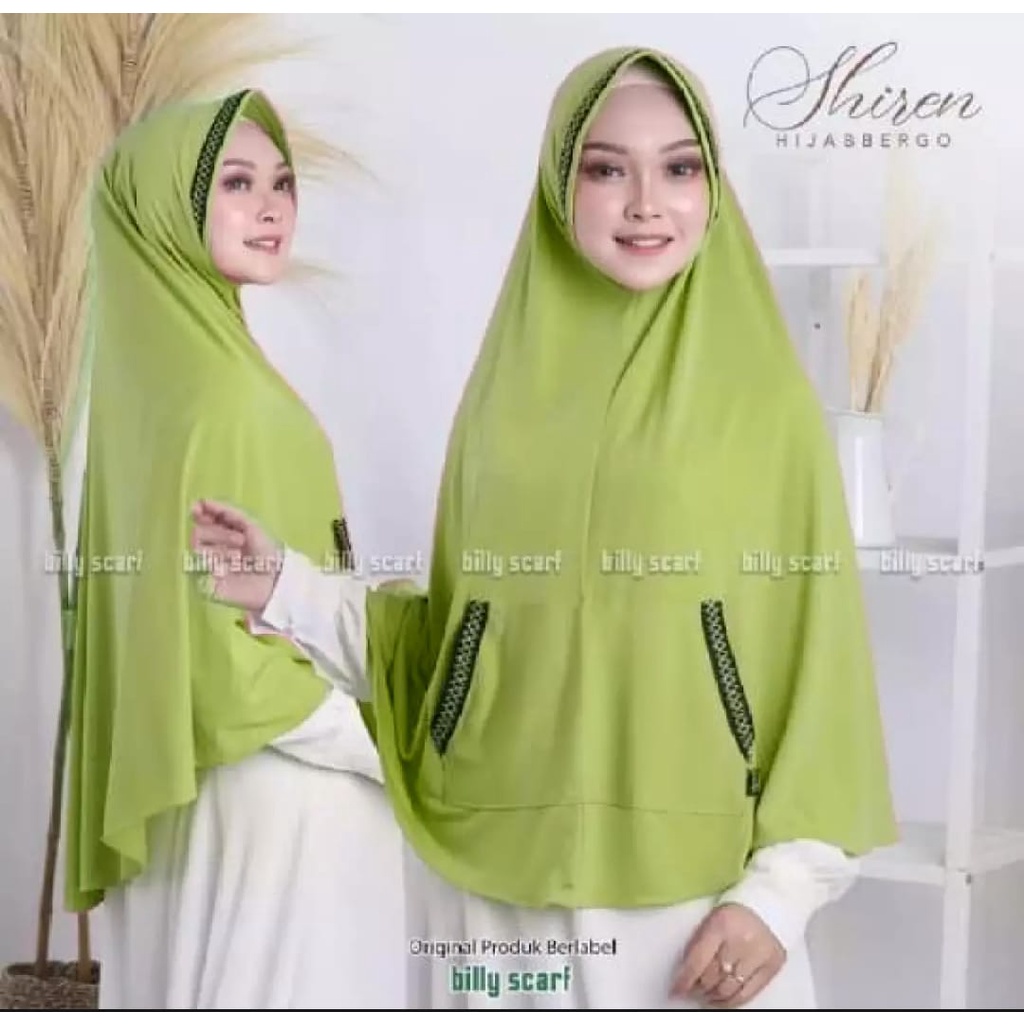 Jilbab instan Kantong Zigzag Kerudung kekinian Bergo terbaru 2021 Hijab Jumbo syar'i-Kuning Lemon