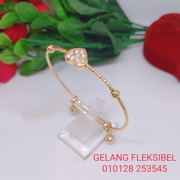 Gelang Tangan Fleksibel Bangle Wanita Titanium Xuping Perhiasan Aksesoris Fashion Lapis Emas Anti Karat