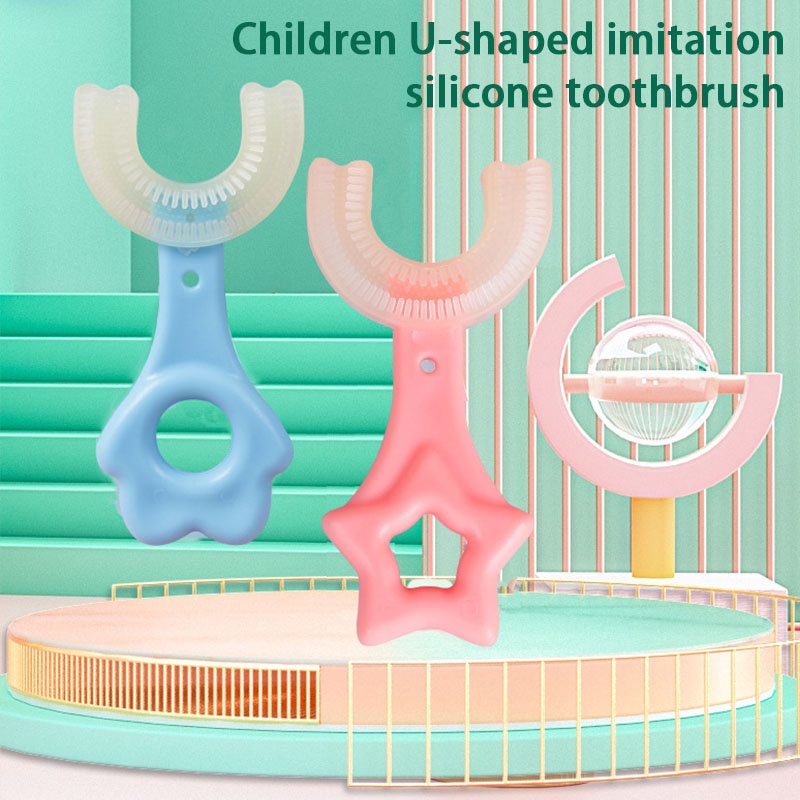 【Sri&amp;COD】sikat gigi anak bentuk u silikon 2 tahun sikat gigi bayi silikon bentuk u silikon bayi anak Usia 2-12 bentuk U  tooth brush baby silicon type U 360° sikat gigi anak sikat Peralatan Kesahatan Gigi