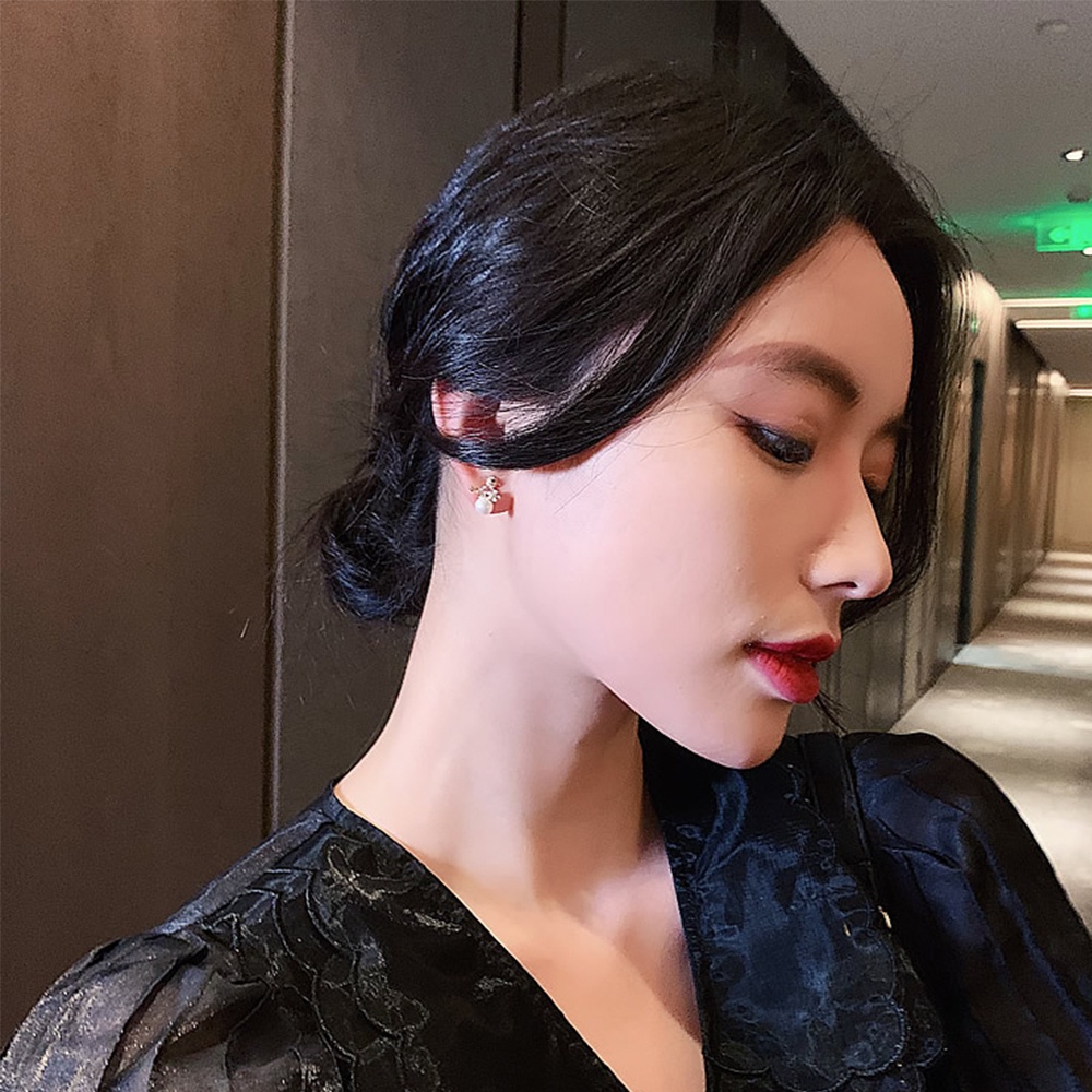 Anting Stud Desain Burung Aksen Mutiara Warna-Warni Gaya Elegan Untuk Wanita