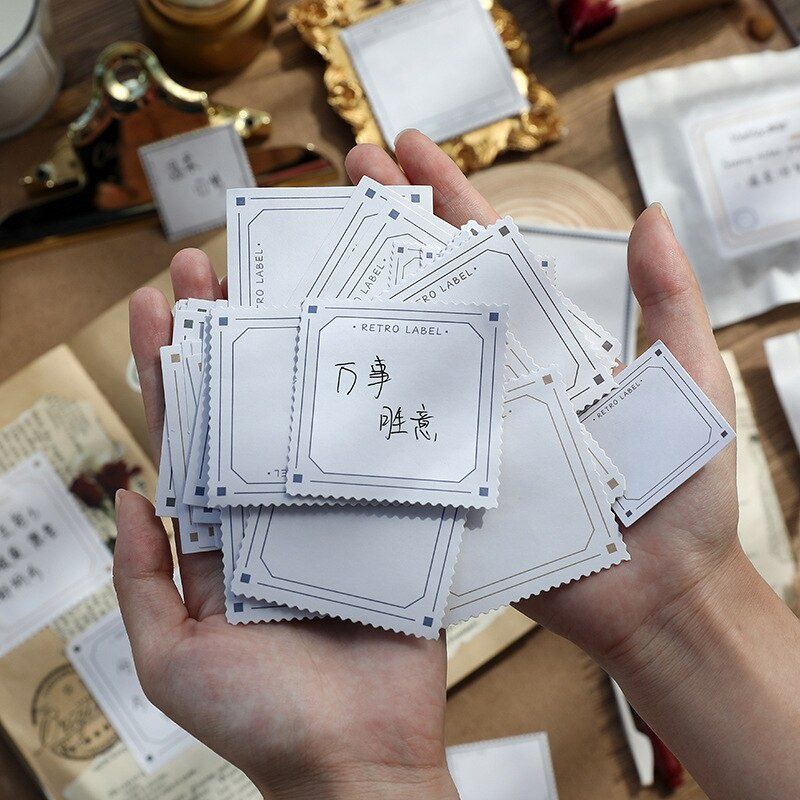 

16 Pcs Retro Label Notes Sticker Untuk Journal Jurnal Bujo Scrapbook