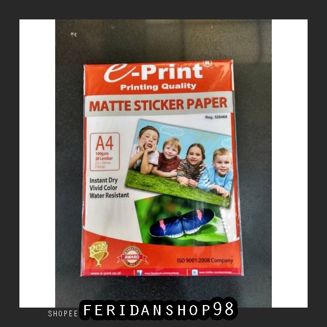 

BT900 MATTE STICKER PHOTO BEST PAPER A4 100GSM ISI 20 LEMBAR KERTAS STIKER MATTE BY FERIDANSHOP98