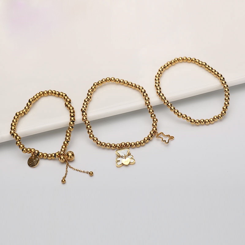 Gelang tangan biji titanium korea anti karat