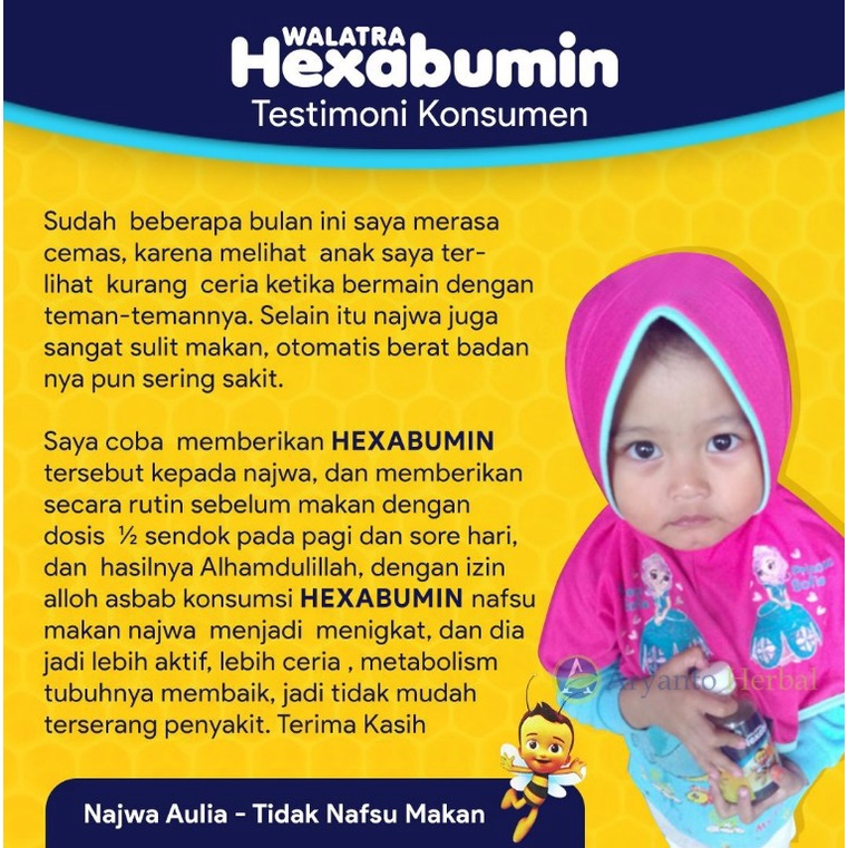 WALATRA HEXABUMIN Madu Vitamin/Suplemen Penambah Nafsu Makan Vitamin Anak Gemuk Sehat Penambah Berat Badan Anak Herbal Albumin BPOM Isi 130 Ml Halal