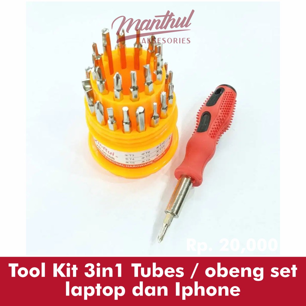 Tool Kit 3in1 Tubes / obeng set laptop dan Iphone