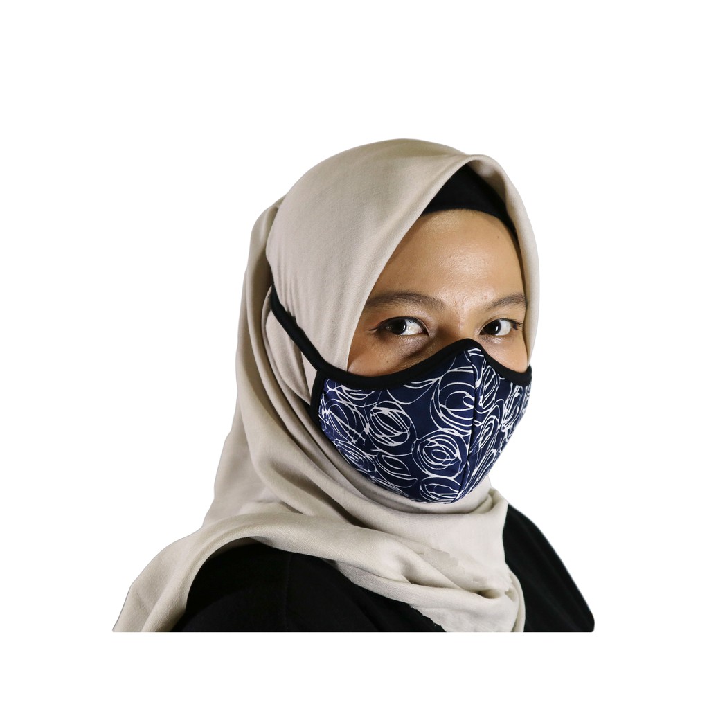 Masker Kain Wanita Hijab Kerudung Headloop Motif 3