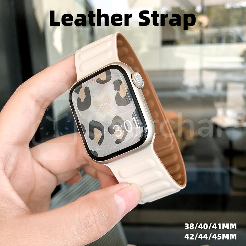 Original Smart Watch Leather Strap For Seri 8 7 6 5 4 3 2 1 SE 38MM 40MM 41MM 42MM 44MM 45MM Correa Magnetic Bracelet IWatch