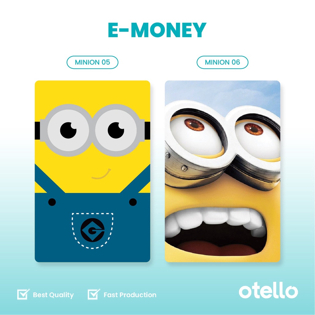 Otello eMoney Minions Kevin Stuart Bob Otto Kartu e-Money Mandiri Custom eToll Card UV Print