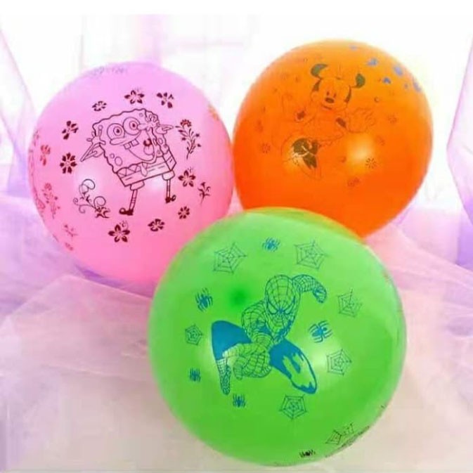 HAPPY TIME BALON LATEX DISNEY KARTUN MIX 12 INCH (MIN 10 PCS) BALON ULANG TAHUN BALON PESTA BALON DEKORASI BALON KARTUN