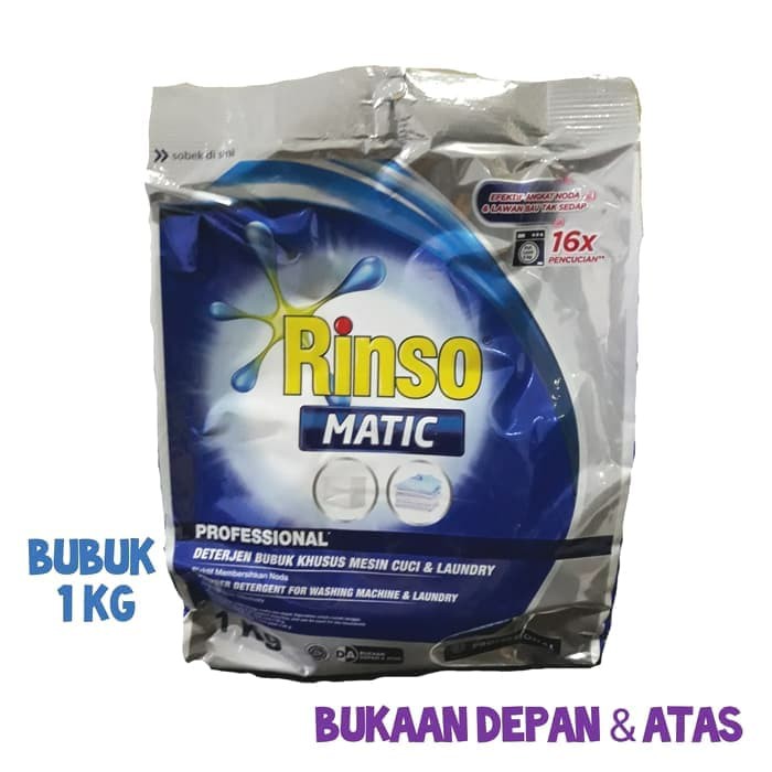 MRH RINSO MATIC PROFESSIONAL 1 KG BUBUK BUKAAN DEPAN DAN ATAS