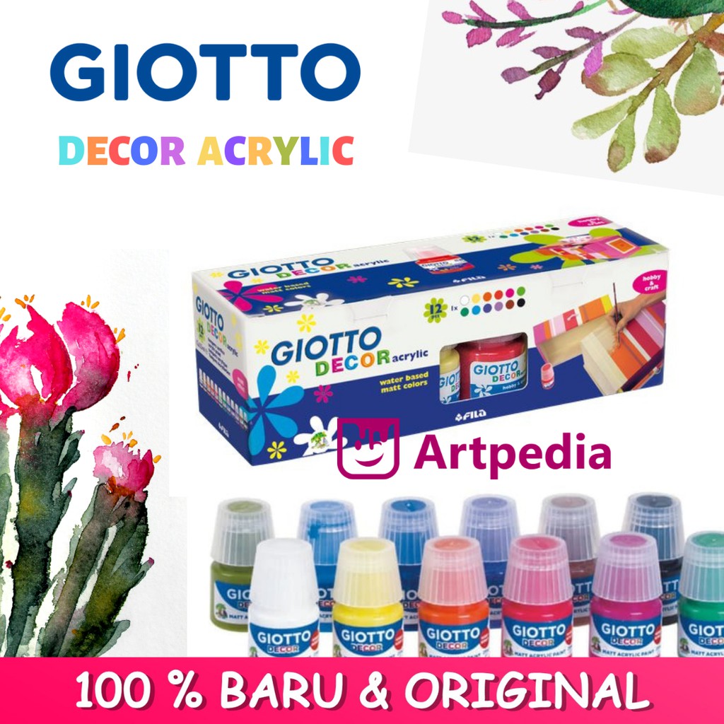 Giotto Decor Acrylic 25 ml Set 12 Warna - Cat Acrylic ...