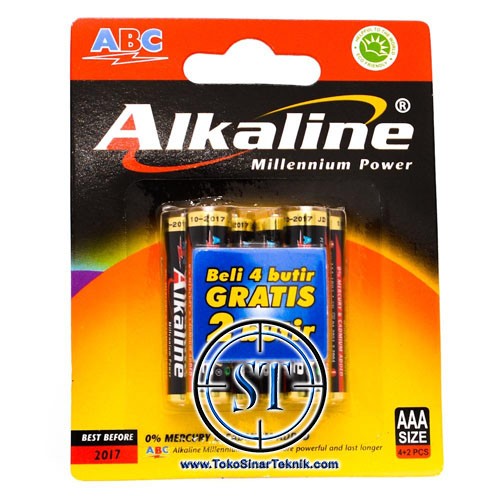 Battery ABC Alkaline AAA 4+2 A3 Batere AC DVD Total 6 Baterai