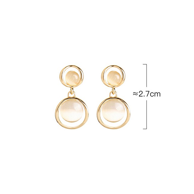 LRC Anting Tusuk Fashion Geometric Opal Geometric Round Alloy Earrings K42843