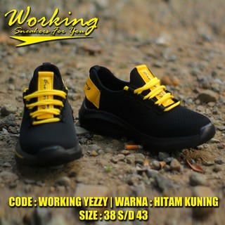  Sepatu  Working Yezzy Hitam Kuning  sepatu  pria sepatu  